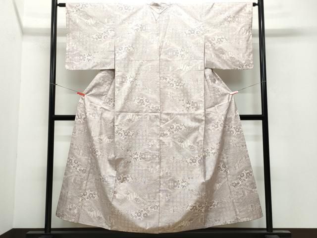 平和屋着物■極上　本場大島紬　白大島　9マルキ　切嵌正倉院花文　逸品　未使用　CYAA2605s5 平和屋着物○本場大島紬 白大島 9マルキ 舞花文 ますいわ屋扱い