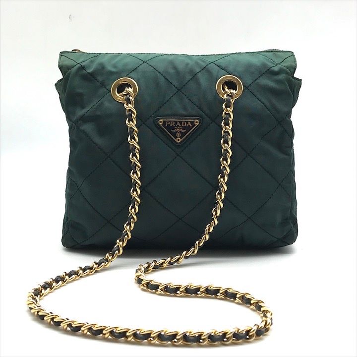 PRADA プラダ ナイロン チェーン ショルダーバッグ グリーン