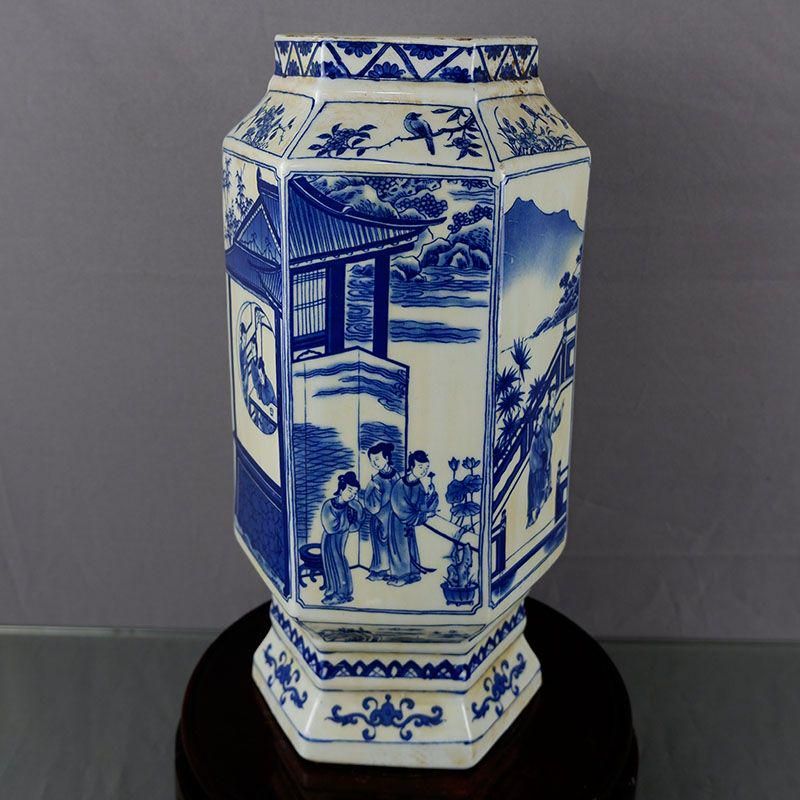 青花開窓人物六方灯籠瓶 現代工芸品 美術品 装飾品 置物 青花開窓人物六方灯籠瓶 現代工芸品 美術品 装飾品 置物 - メルカリ
