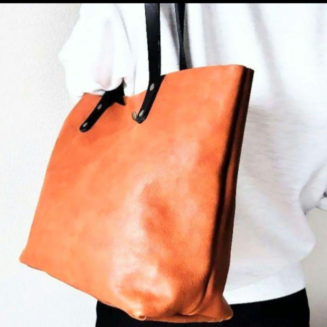 ハンドメイド トートバック ヌメ本革 クリーマー キャメル