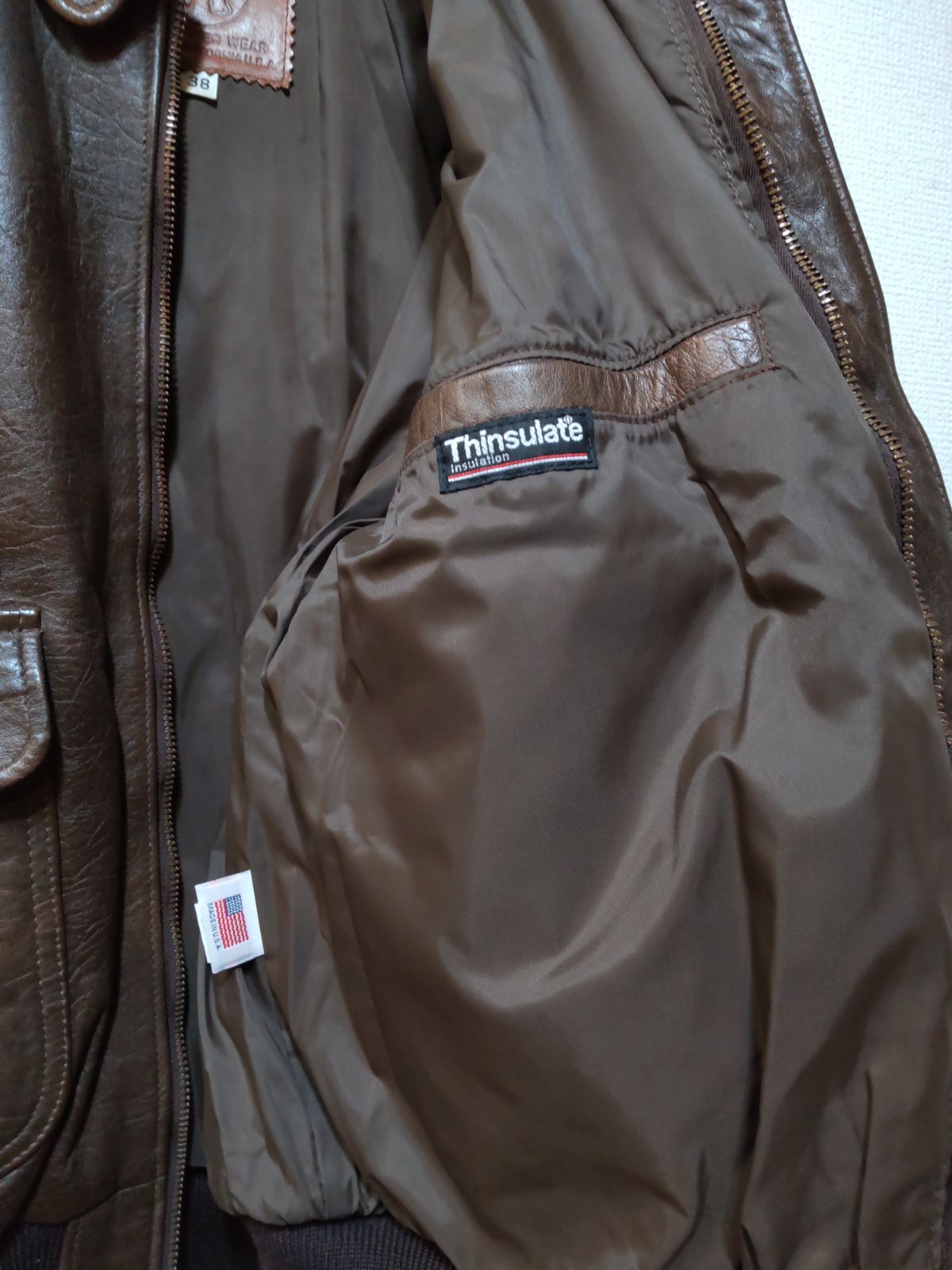90's USA製 goldenbear A2 レザージャケット 38 フライトジャケット