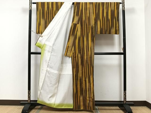 平和屋着物▽上質な紬　単衣　松皮菱文　正絹　逸品　CAAS2463xi 平和屋着物□上質な紬 松皮菱花文 逸品 DAAI2461rt