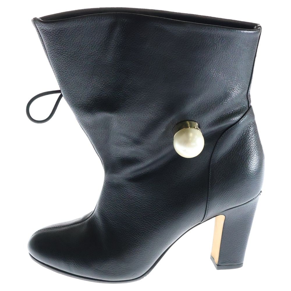 JIMMY CHOO ジミーチュウ レザー パール ショートブーツ ブラック JIMMY CHOO ジミーチュウ ショートブーツ黒 レザー パール付きブーツ
