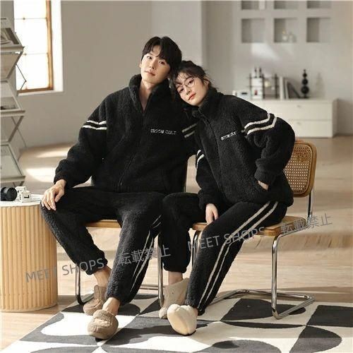 ♥ ペアパジャマ 冬 もこもこ カップル ペア ルームウェア セット 前開き 長袖 ペアパジャマ モコモコ メンズ ペアパジャマ カップル 秋冬 結婚祝い プレゼント ペ ddhc69