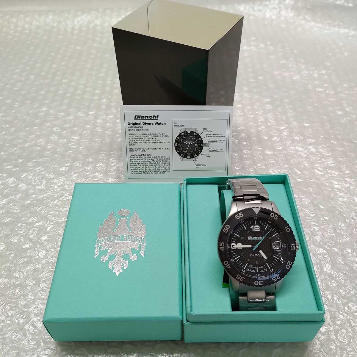 【未使用】ビアンキ BIANCHI SCUBA TX シルバー ブラック 時計 ダイバーズウオッチ型腕時計 定価33000円 JP203ZOTWA メンズ