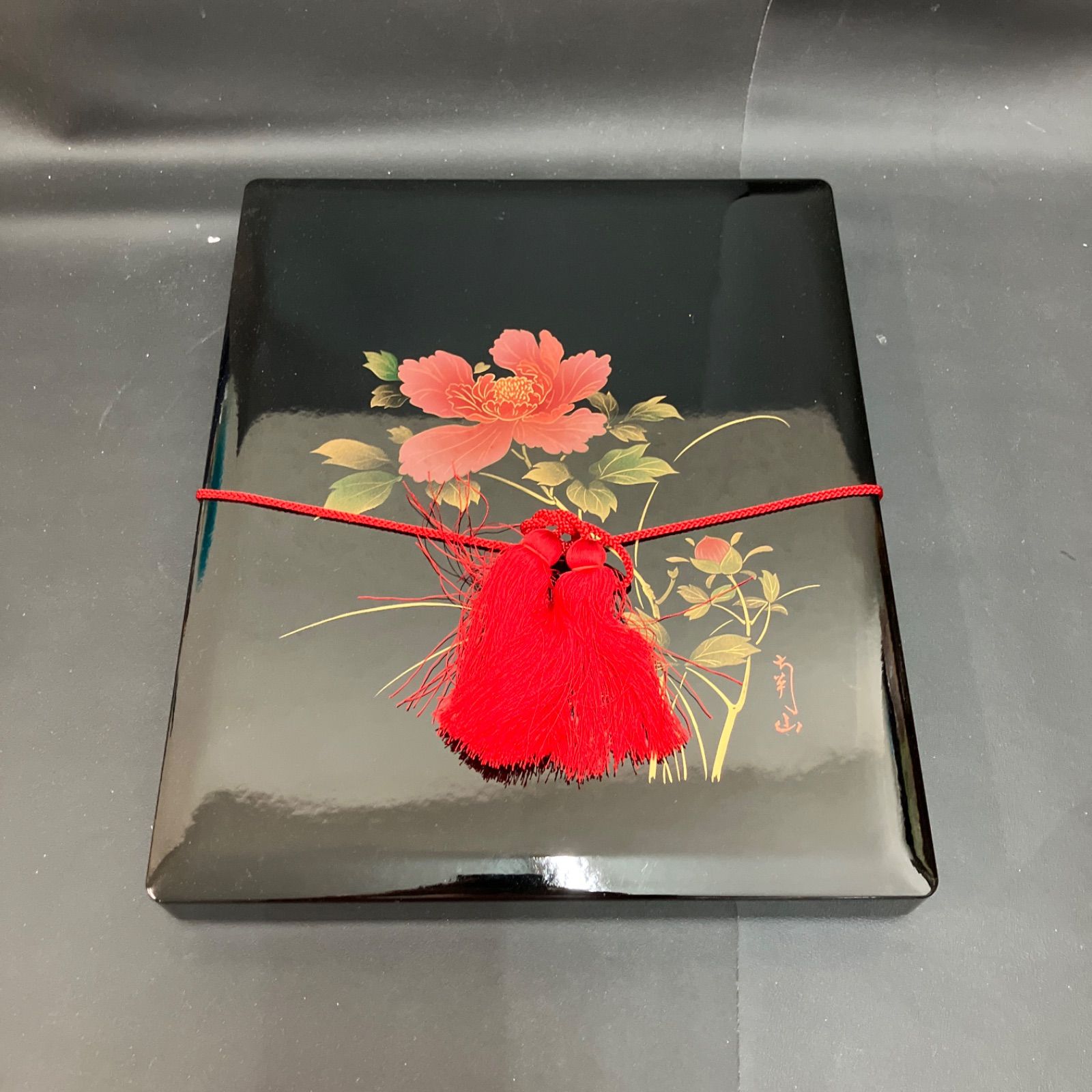 新品】会津漆器 南山作 金彩花画 文箱 書類箱 漆塗 木製 工芸品