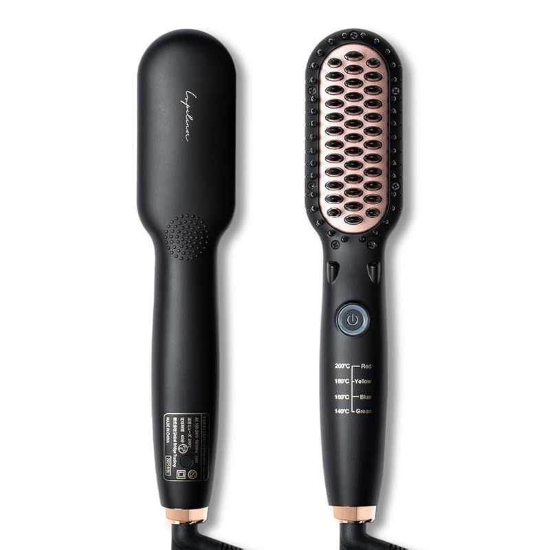 LupilinaR ルピリーナ ヒートブラシ プラズマイオン ヘアアイロン ブラシ 朝3分とかすだけでストレート ツヤ感UP ショートヘア ボブ 前髪 ブラック ミニ 1