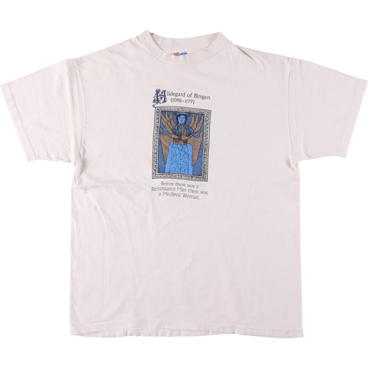 古着 90年代 ヘインズ Hanes BEEFY-T HILDEGARD VON BINGENヒルデガルトフォンビンゲン 偉人Tシャツ メンズL相当|eaa541601