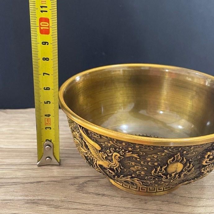 清乾隆?金浮彫り龍鳳呈祥碗 茶碗 装飾品 現代工芸品 置物 - メルカリ
