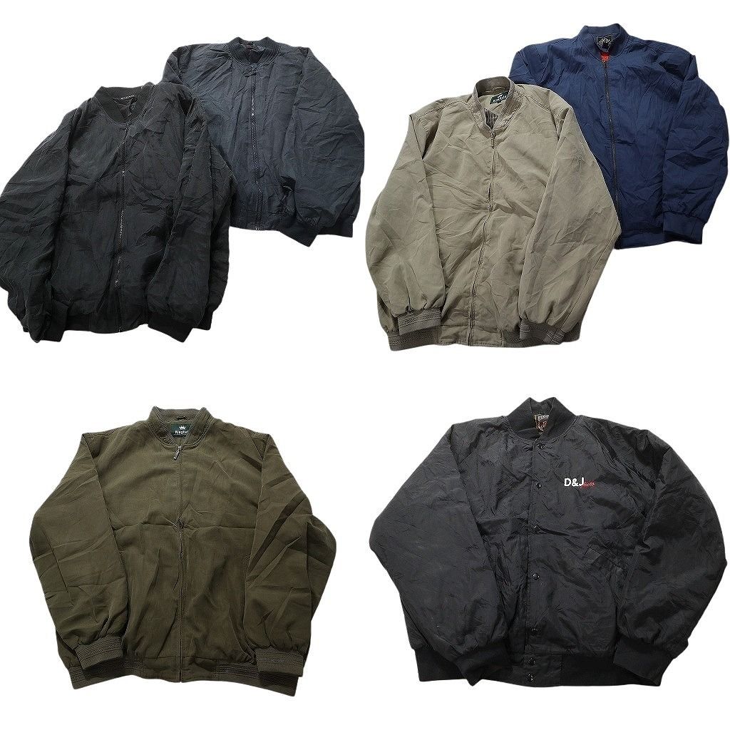 古着卸 まとめ売り スタジャン型 ブルゾン ジャケット 6枚セット (メンズ 2XL /3XL ) カジュアル系 ワンポイントロゴ フルジップ MW9936