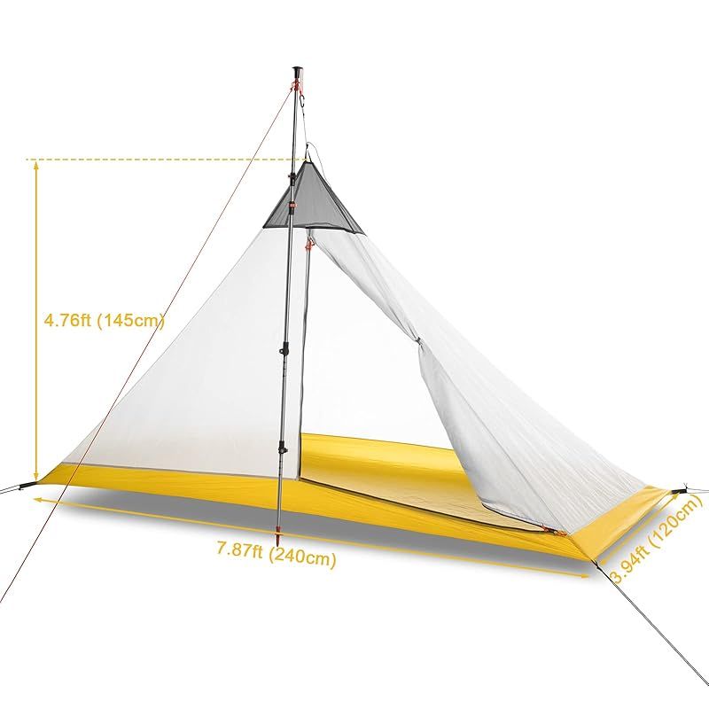 MUXSAM インナーテント 一人用 ワンポールインナーテント 蚊帳 モスキートネット 超軽量 通気性 設営簡単 登山 キャンプ用 アウトドア ペグ付き ポール別売 0