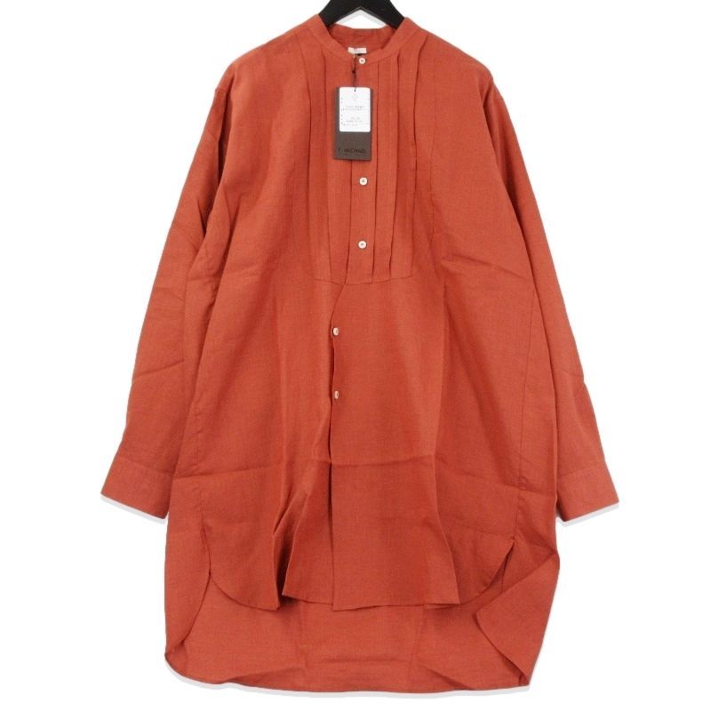 未使用 T-MICHAEL ティーマイケル ロング 長袖シャツ TM231 POPS オーガニックリネン  レッド L タグ付き 70016201