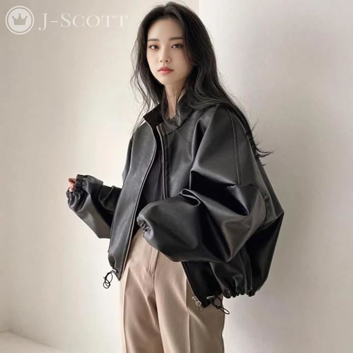 J-Scott ジェイスコット ルーズフィットブルゾン フェイクレザー