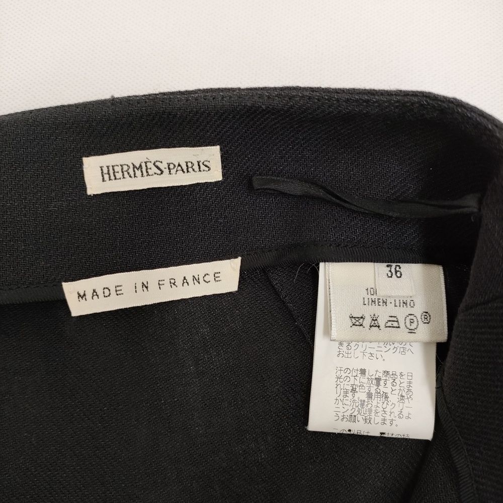 HERMES マルジェラ期 リネン サイズ36 スカート ネイビー レディース  