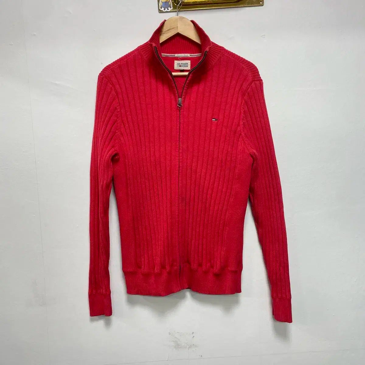 Tommy Hilfiger(トミーヒルフィガー) ニット セーター ジップアップ レッド メンズ M サイズ
