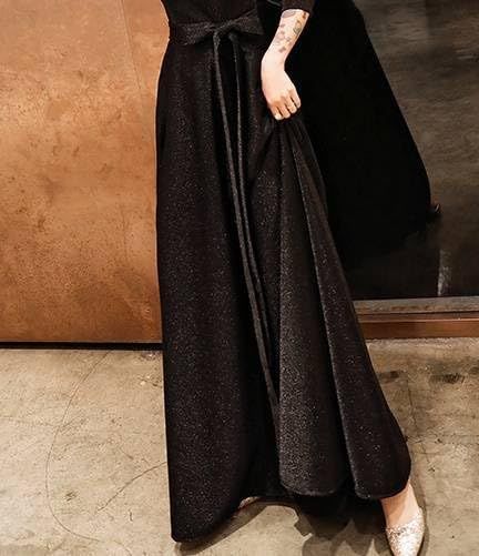 karim ロングドレス 黒 演奏会 結婚式 パーティードレス aライン 半袖 かっこいい キラキラ 大きいサイズ カシュクール フォーマル ドレス ロング WWW_SKLAD-KIRPICHA_RU