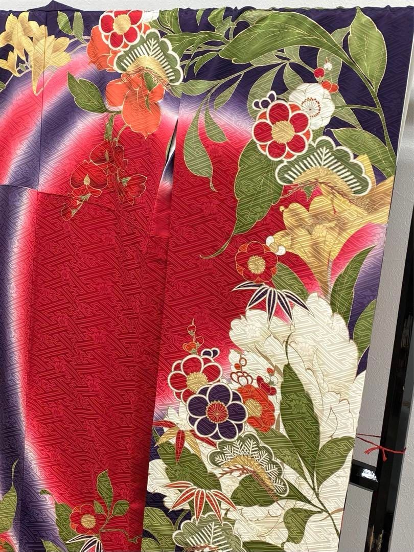 振袖 豪華 型友禅 金彩 紋意匠 大輪牡丹 百合 木蓮 身丈171cm