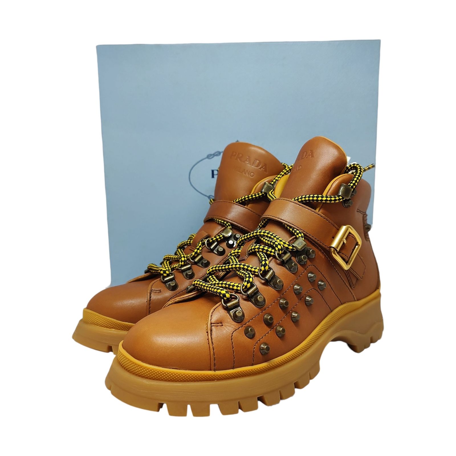 PRADA プラダ Leather boots レースアップ スタッズ ショート PRADA プラダ Leather boots レースアップ スタッズ ショート