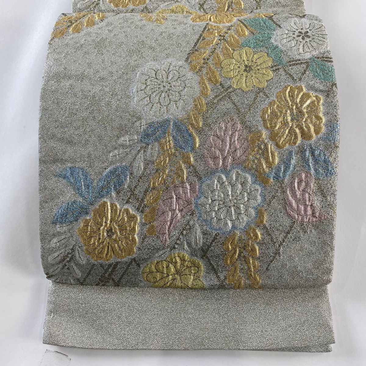 袋帯 秀品 草花 光悦垣 金糸 箔 銀色 六通 正絹 【中古】 - メルカリ