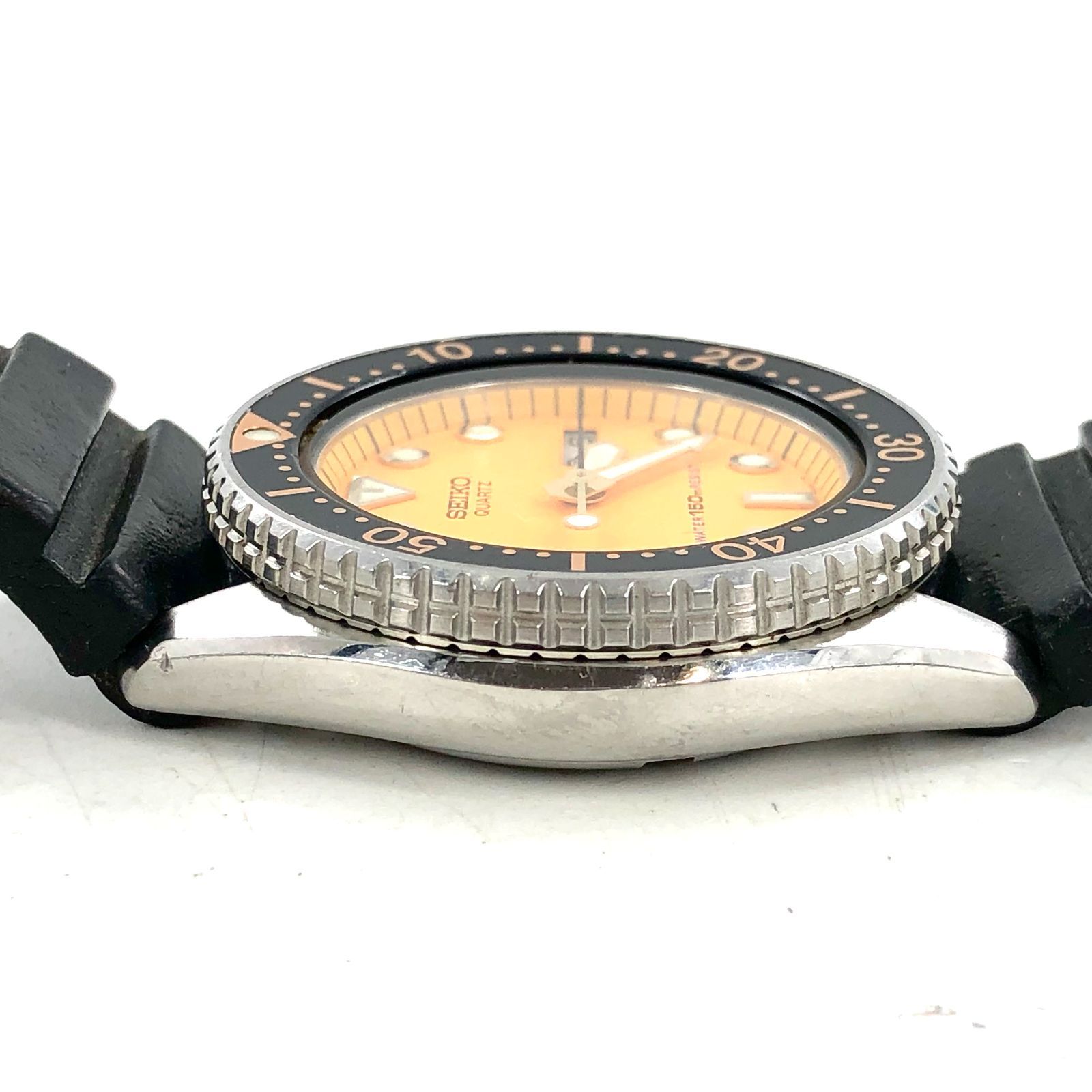 専用676 SEIKO 時計　メンズ　ダイバー　オレンダイヤル　デイト　80'S SEIKO セイコー ダイバー 150m 6458-600A SS/革 QZ デイデイト
