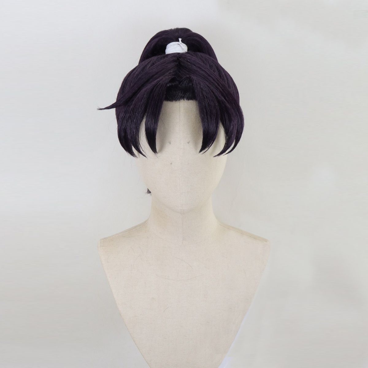 お取寄せ商品 現在納期6月上旬以降になります コスプレ耐熱ウィッグ 造形ウィッグ ダークパープル 前髪立ち上げ ワンレン 結い上げ ウィッグ 忍たま乱太郎|潮江文次郎 等