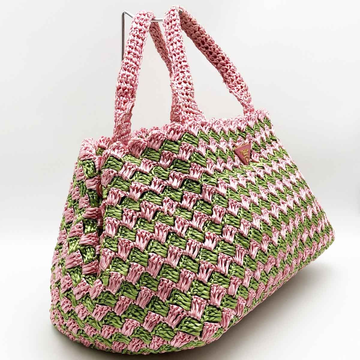 PRADAプラダカナパトートバッグストローメッシュ