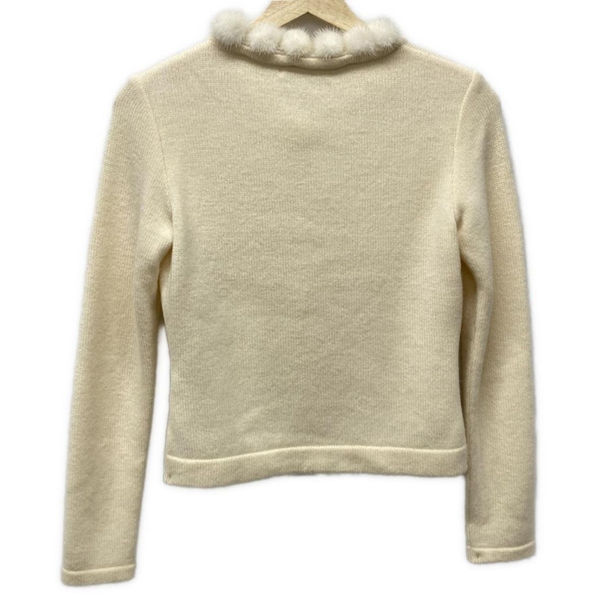 Rene ルネ カーディガン サイズ34 S レディース - アイボリー×白 長袖 ファー取り外し可