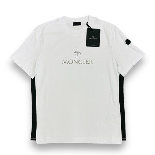新品 MONCLER リフレクターロゴ サイドメッシュ Tシャツ ホワイト 