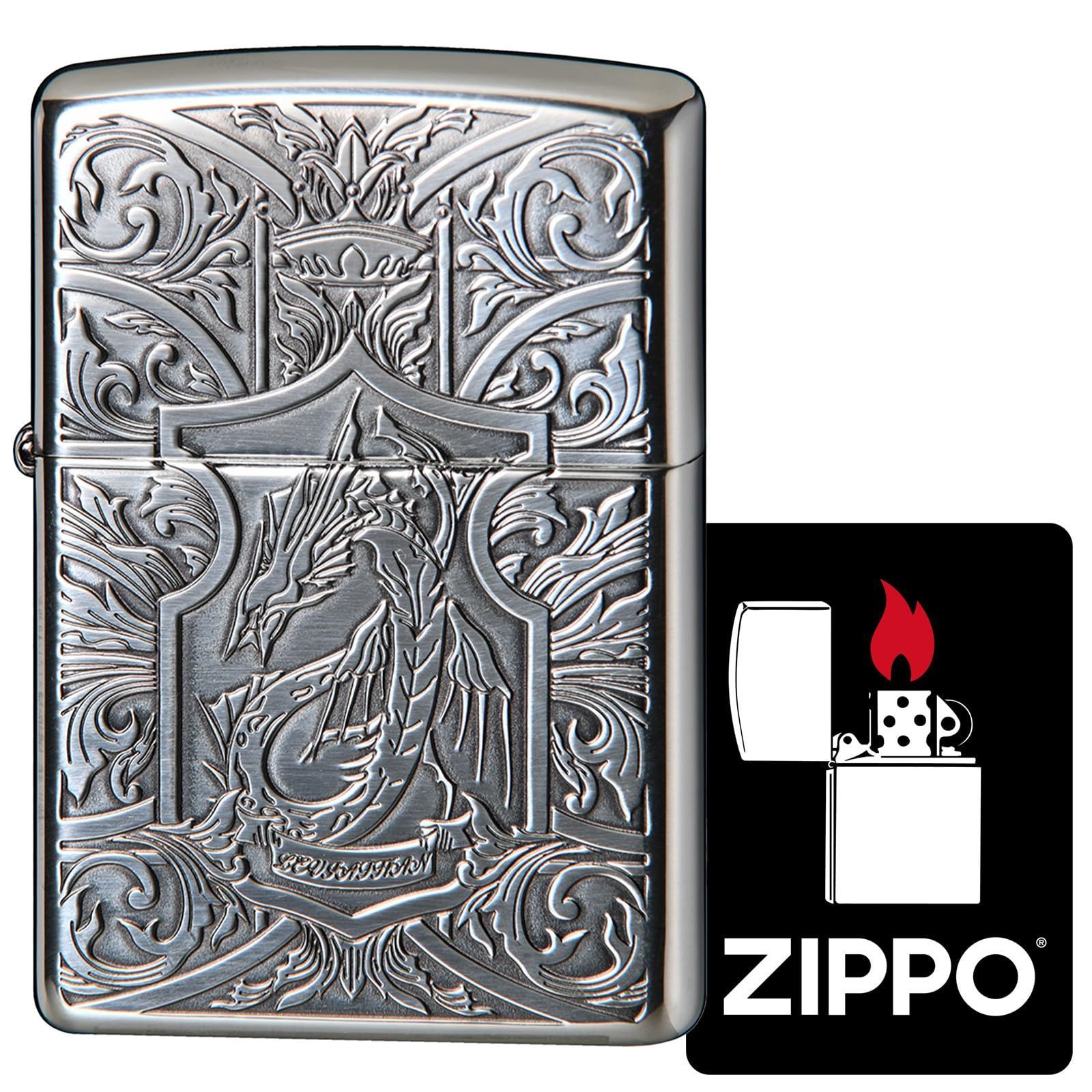 ジッポー Zippo ライター 防風 真鍮製 CREST クレスト 旧約聖書 リヴァイアサン 特製ステッカー付き シルバー 2SI-LEVIATHAN