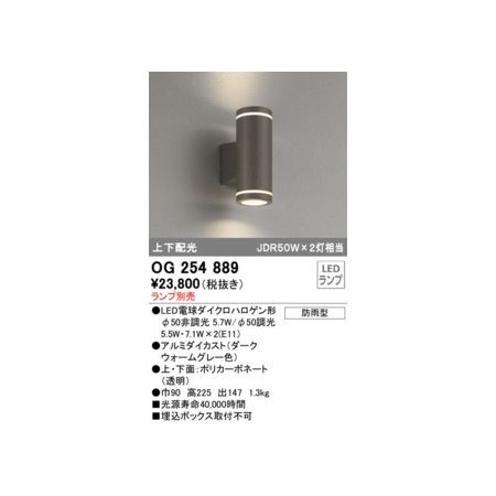 7営業日以内発送 オーデリック ODELIC OG254889 LEDポーチライト 沖縄離島販売不可