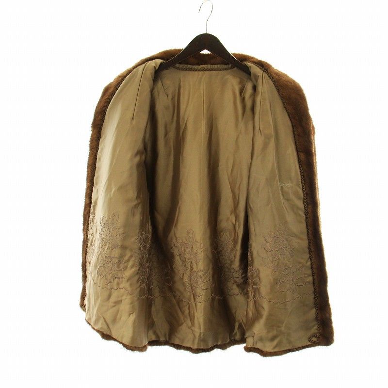 ブラウン 毛皮コート サイズ15 ファーコート ミンク 毛皮 ハーフ丈 15