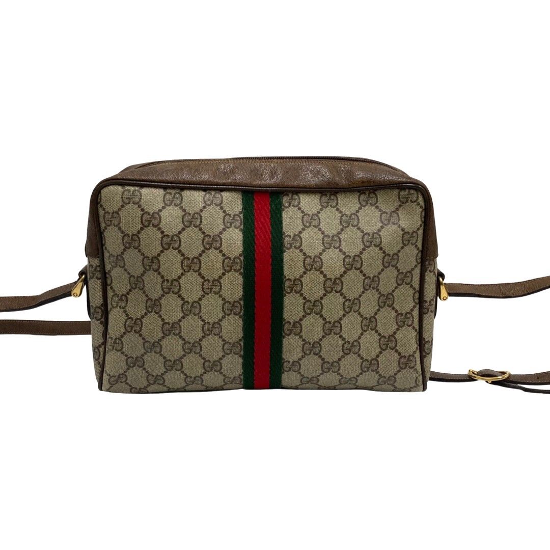 オールドGUCCI シェリーライン ブラック ショルダーバッグ GG ロゴ 箱付-