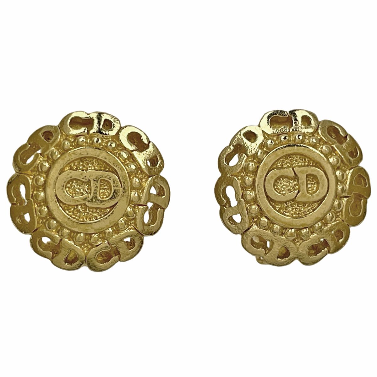 クリスチャンディオール Christian Dior ロゴ ラウンド イヤリング CD  