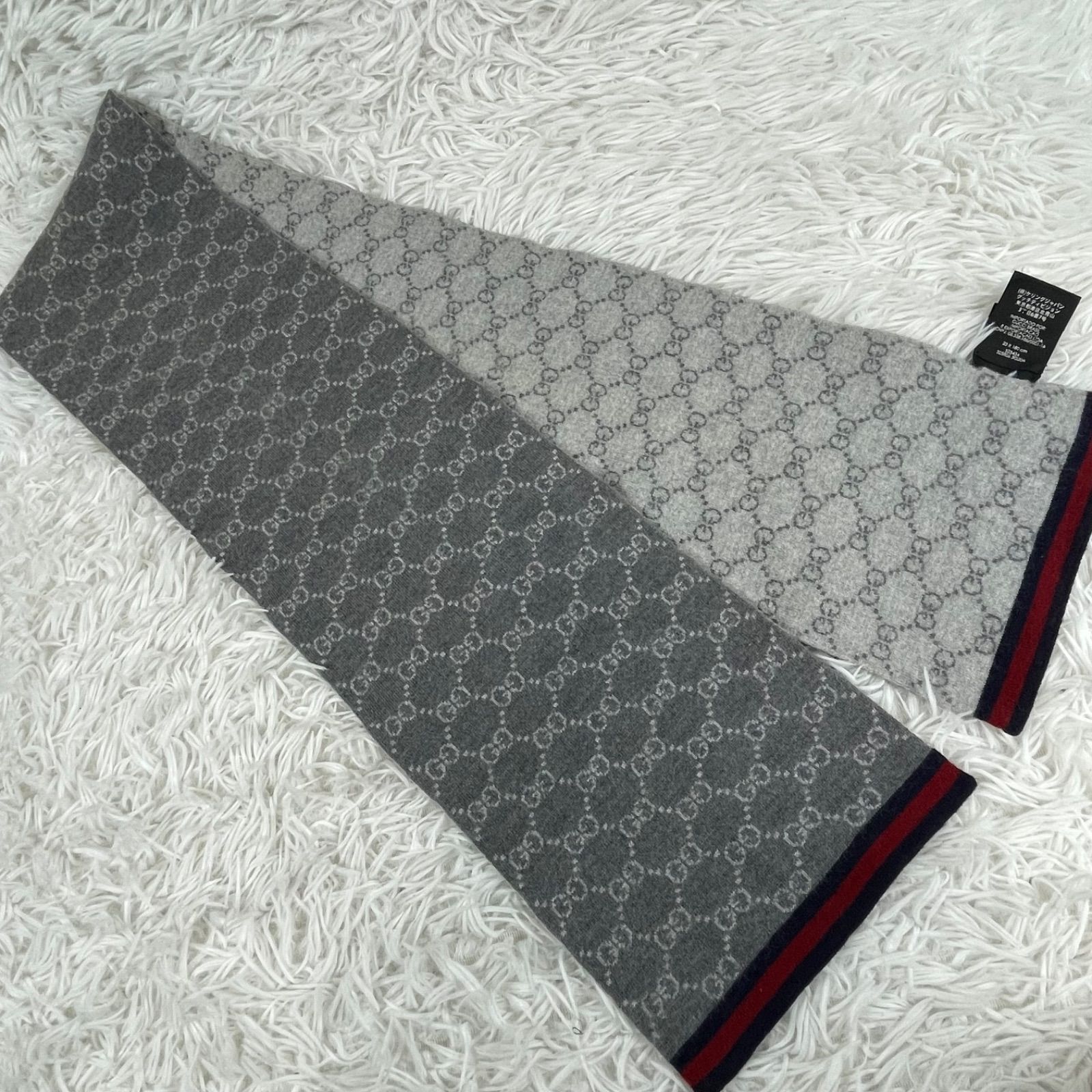 GUCCI グッチ　ストール　GG シェリーライン　ロゴ　総柄　ウール　シルク GUCCI/マフラー/ストール/G G柄/シェリーライン グッチ GUCCI マフラー