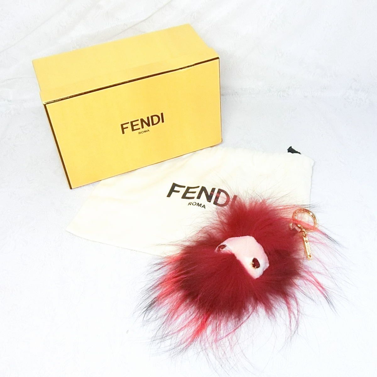 極美品 フェンディ FENDI モンスターバグズ ファー バッグチャーム レッド×ピンク 7AR367 6DX - メルカリ