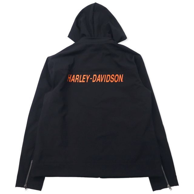 HARLEY DAVIDSON レーシングジャケット ライダースジャケット XL ブラック ポリエステル バックロゴプリント フード着脱式 JACKET-STRIPE BLACK 97439-21VW 未使用品