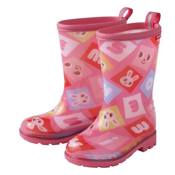 ミキハウス mikihouse レインブーツ 長靴 パズルブロック プッチー＆うさこ 17cm ピンク 08