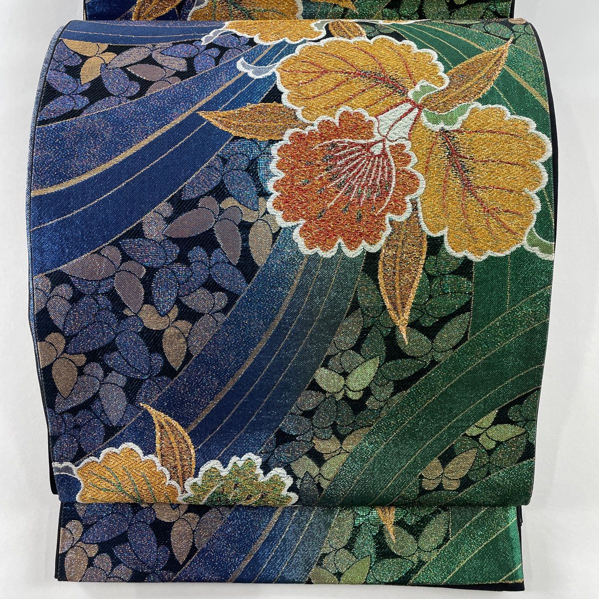 正絹 花鳥模様引箔六通 袋帯 新品