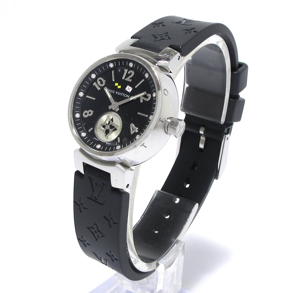 LOUIS VUITTON ヴィトン 腕時計 タンブール ラブリーカップ Q12M1 レディース 12Pダイヤインデックス ラバーベルト 黒