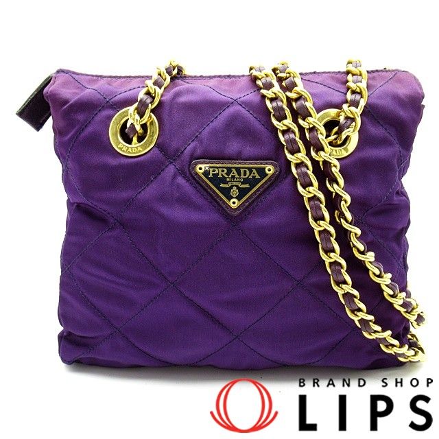 PRADAチェーンショルダーバッグ B2384 ナイロンショルダーバッグ BK PRADA プラダ チェーンショルダーバッグ ハーフムーン リ