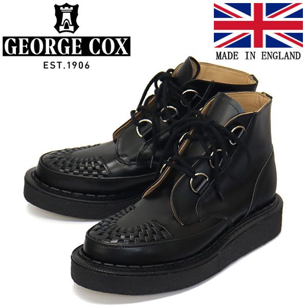 GEORGE COX (ジョージコックス) SKIPTON BOOT 13327 V ラバーソール レザーブーツ 040 BLACK gc UK4.5-約23.5cm