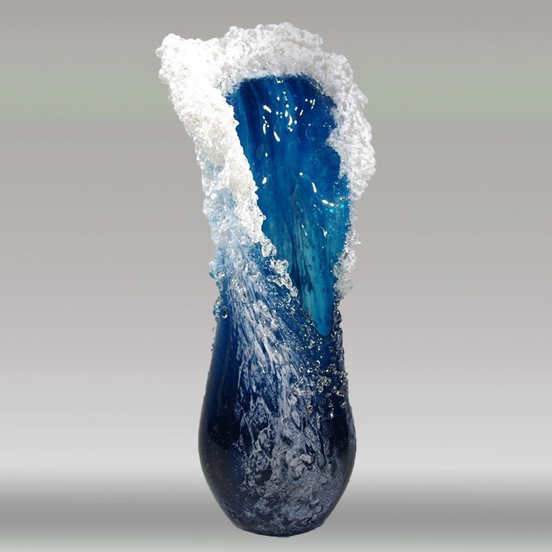 花瓶 フラワーベース 花器 海 オーシャンブルー 青 白 ホワイト マリンブルー 波 ウェーブ オーナメント 北欧 お洒落 可愛い シンプル モダン アート 玄関 リビングルーム ダイニング 寝室 書