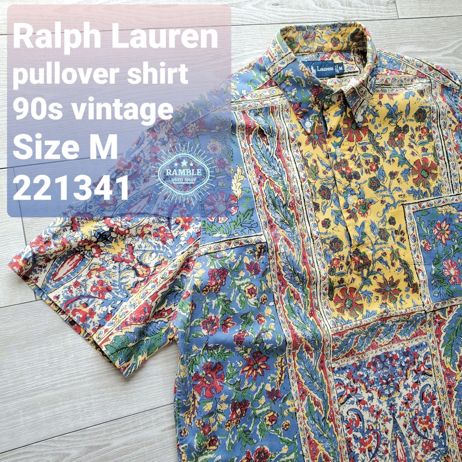 Ralph Lauren ラルフローレン□美品 90s フローラルプリント プルオーバー 半袖BDシャツ M 花 バティック モザイク柄  オールドラルフ - メルカリ