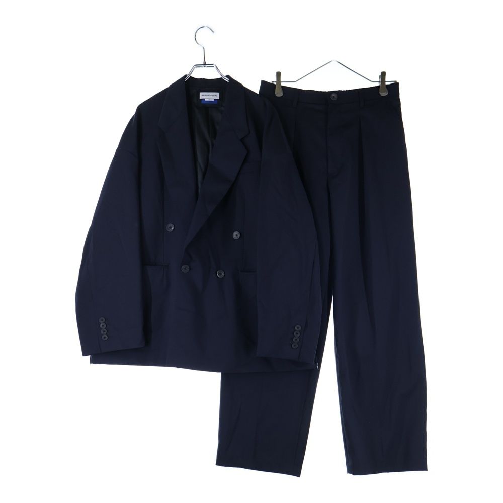 MAISON SPECIAL メゾンスペシャル セットアップスーツ ウール混 ダブルブレスト テーラードジャケット 1タック スラックスパンツ ネイビー 11241111210