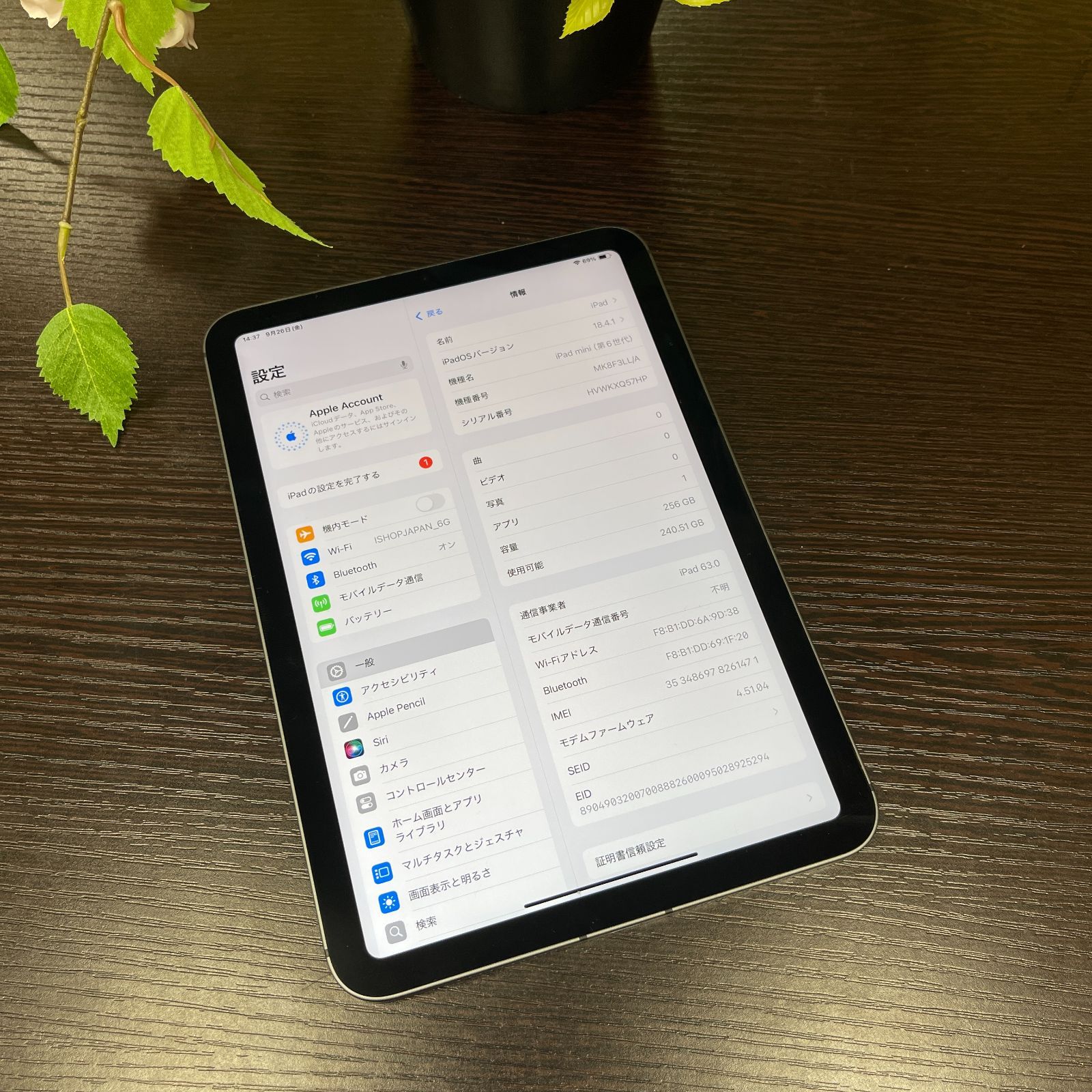 iPad mini 6 スペースグレイ 256GB Wi-Fi + Cellularモデル