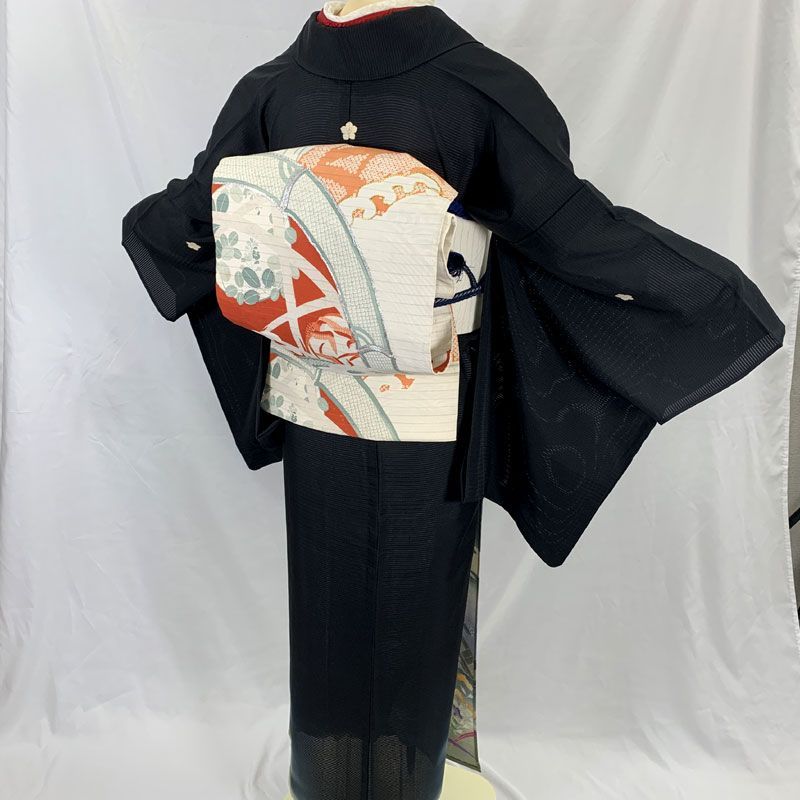 505aa10◇夏のアンティーク着物 絽 古典柄 黒留袖 大正ロマン