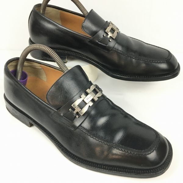 試着交換OK！フェラガモ イタリア製 size9.5EE オールレザー ビット 