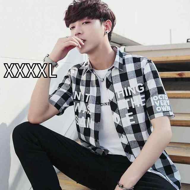 [XXXXL]メンズ ファッション 服  オシャレ シンプル 大人 かっこいい 大きいサイズ ストリート 紳士服  七分袖 シャツ 夏 薄手 ジャケット カジュアル チェック柄 半袖