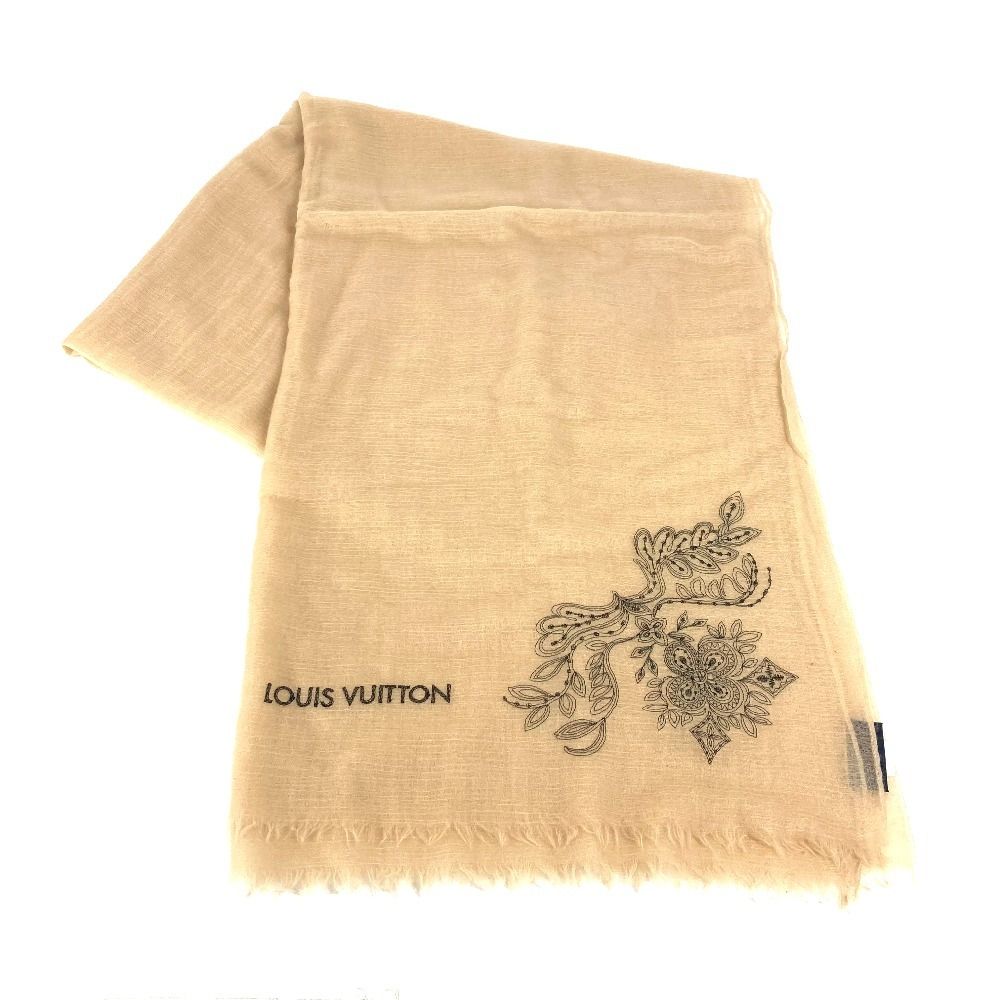 LOUIS VUITTON ルイヴィトン シルク フリンジ ストール ベージュ