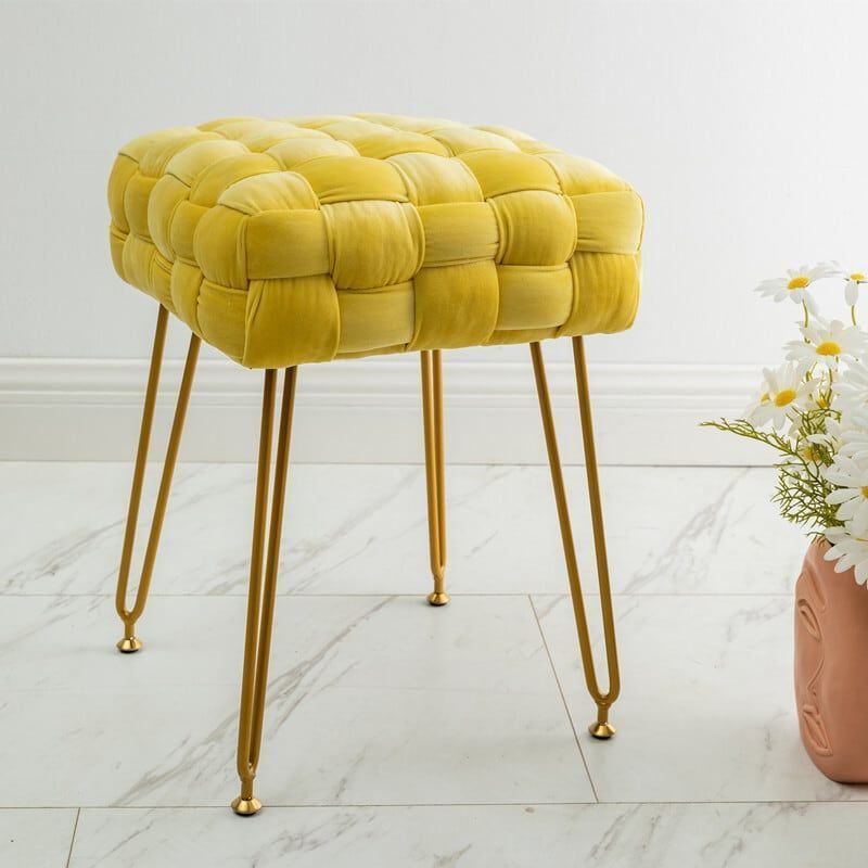 高反発クッションのベロア調スツール